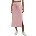 Lepunuo Women's High Waisted Sweat Maxi Skirt with Pockets Slit