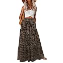 Lepunuo Womens Casual Boho High Waisted Flowy Maxi Skirts Tiered Floral Long Skirts with Pockets for Summer Beach Vacation