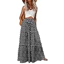 Lepunuo Womens Casual Boho High Waisted Flowy Maxi Skirts Tiered Floral Long Skirts with Pockets for Summer Beach Vacation