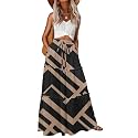 Lepunuo Womens Casual Boho High Waisted Flowy Maxi Skirts Tiered Floral Long Skirts with Pockets for Summer Beach Vacation