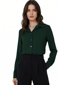 Leriya Fashion Casual Solid Women Green Top