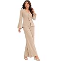 Leriya Fashion Co Ord Set for Women Stylish | Lycra Jacquard Cord Set for Women | Relaxed Fit V-Neck Full Sleeve Stretch Fabric | Casual Travel Office Everyday Coord Outfit for Woman | Dress for Woman