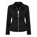 Leriya Fashion Peplum Zip-Up Jacket for Women