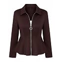 Leriya Fashion Peplum Zip-Up Jacket for Women