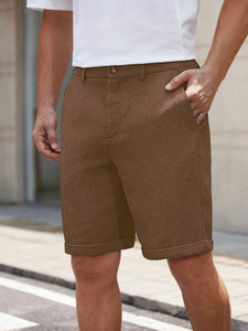 Leriya Fashion Solid Men Brown Denim Shorts