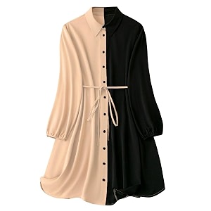Leriya Fashion Womens Colorblock Shirt Dress