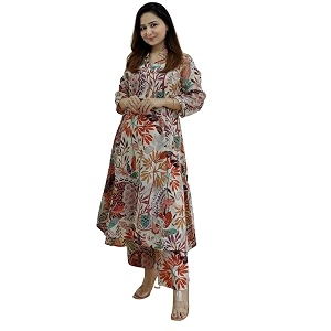 Leriya Fashion Womens Cotton Printed A-Line Kurti