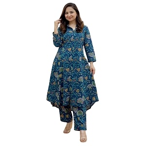 Leriya Fashion Womens Cotton Printed A-Line Kurti
