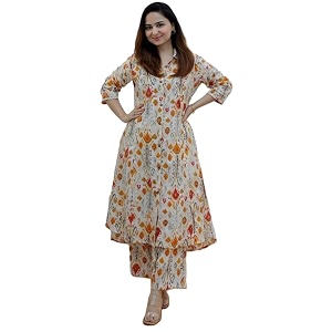 Leriya Fashion Womens Cotton Printed A-Line Kurti