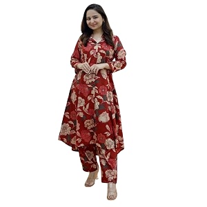 Leriya Fashion Womens Cotton Printed A-Line Kurti