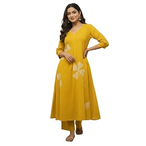 Leriya Fashion Womens A-Line Cotton Kurta Set