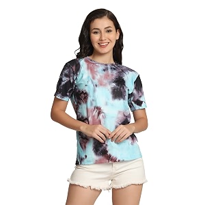 leriya fashion women39s rayon regular fit striped tie-dye top with half sleeves for office wear casual wear western short sleeve pajama sleep