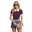 Leriya Fashion Women39s Ribbed Knit Polo Top