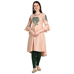 Leriya Fashion Womens Slub Cotton Printed A-Line