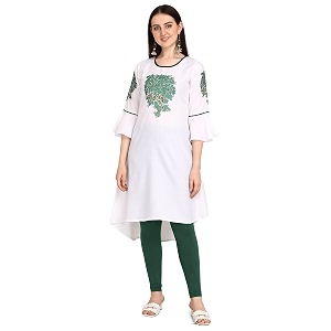 Leriya Fashion Womens Slub Cotton Printed A-Line