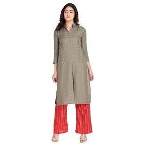 Leriya Fashion Womens SlubRayon Regular Kurta