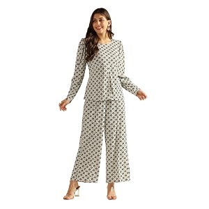leriya fashion women co ord set lycra cotton floral stylish  festive co ord set  travel  full sleeve women co-ord set