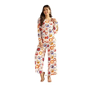 leriya fashion women co ord set lycra cotton floral stylish  festive co ord set  travel  full sleeve women co-ord set
