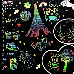 lerokas a4 rainbow art scratch paper book sheets with stylus  10 pagesmulticolor pack of 3 acrylic