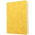 LeStallion 120GSM Yellow Notebook - A5 Yellow Lined Journal - 211 Numbered Ruled Pages | Table Contents | Soft Cover | Faux Leather