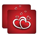 LET'S FREEZE Mouse Pad Computer Mouse Pad for Laptop & Gaming 240X200X3mm (Pack of 2, Red Heart White Stroke)