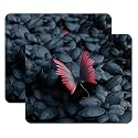 LET'S FREEZE Mouse Pad Computer Mouse Pad for Laptop &amp; Gaming 240X200X3mm (Pack of 2, Red &amp; Black Butterfly)