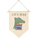 Let's Read-Cute Crocodile Wall Decor Gift for Baby Boys Girls Kids-Canvas Hanging Flag Pennant Banner Wall Decor Gift for Classroom Nursery Homeschool Baby Room Playroom Reading Room Bedroom