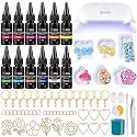 LET'S RESIN 12-Color UV Resin, 73Pcs Keychain Making Kit for Beginners