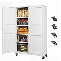 Letaya Metal Garage Storage Cabinet with Wheels,Wide Tool Locker,71”H,White