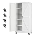 Letaya Metal Garage Storage Cabinet with Wheels,71" White Tool Steel Locker