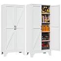 Letaya Metal Garage Storage Cabinets,76"Tall Large Tool Steel Lockers,White
