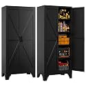 Letaya Metal Garage Storage Cabinets,76"Tall Large Tool Steel Lockers,Black