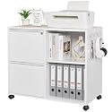 Letaya Mobile File Cabinet, Metal Lateral Rolling Printer Stand Filing Cabinets with Shelves for Home Office-Storage A4/F4/Letter (White)