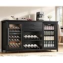 Leteuke Coffee Bar Cabinet with 2 Fridge Space, 70.8" Large Wine Cabinet