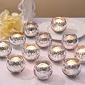 LETINE 36pcs Silver Votive Candle Holders - Elegant Mercury Glass Tea Light Candle Holder Set for Weddings, Holiday Season Decorations,Christmas Table Centerpieces