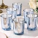 LETINE 6pcs Blue Votive Candle Holders – Standard Votive Size for Regular Votive Candles– Tea Light Candles Holder, Candle Holder for Summer Weddings, Waterfront Venues, Home Decor