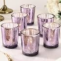 LETINE 6pcs Purple Votive Candle Holders – Standard Votive Size for Regular Votive Candles– Tea Light Candles Holderfor Home Decor, Garden Party Decorations, Engagement Table Decorations