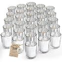 LETINE Silver Votive Candle Holders Set of 36 - Speckled Mercury Silver Glass Candle Holder Bulk - Ideal for Valentine's Day Decorations Indoor，Spring&amp;Summer Wedding Centerpieces，Home Decor