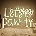 Lets Pawty Neon Sign Party LED Neon Lights Dimmable Cat Dog Party Birthday Neon Lights for Wall Decor Pet LED Signs for Dog Birthday Party Light Up Sign Home Wall Pet Party Decorations