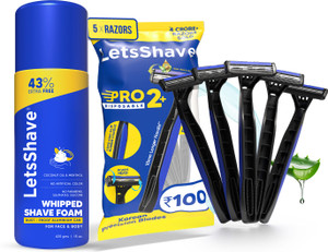 letsshave sensitive shave foam 425g with pro 2 plus disposable razor men pack of 6