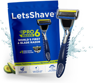 letsshave pro 6 maxxx worlds 1st 6 blade razor for men precision back blade razor handle men