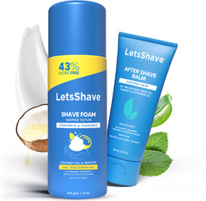 letsshave shaving combo foam  balm  hydrating irritation-free cooling  soothing care 525 ml