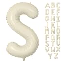 Letter Balloon 40Inch Cream White Big Alphabet Balloons Letter S