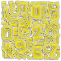 Letter and Number Iron On Patches, A-Z Alphabet and Numbers 0-9 Embroidery Applique Patch, DIY Decorative Heat Press Patches for Clothing Jeans Jackets Backpacks Hats (Yellow 72 Pcs)
