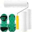 Leumoi 9 Inch Spiked Roller 3 Pcs Epoxy Spike Shoes Self Leveling, Yellow