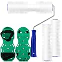 Leumoi 9 Inch Spiked Roller 3 Pcs Epoxy Spike Shoes Self Leveling, Blue