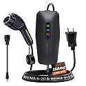 Level 1&2 EV Charger, Electric Vehicle Portable Charger with 20FT Cable, 3.5KW 16Amp Home EV Car Charging Station, 110V-240V NEMA 6-20 & NEMA 5-15 Plug Adapter, for All SAE J1772