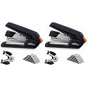 Leven Effortless Desktop Stapler, 40 Sheet Capacity, One Finger Touch Stapling, Easy to Load Ergonomic Heavy Duty Stapler, Includes 1500 Staples and Staple Remover (Pack of 2)