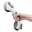 LEVERLOC Shower Grab Bar, 12 Inch Suction Grab Bars for Bathtubs and Showers for Elderly, Shower Handle for Seniors Bathroom Safety Grip for Elderly, No Drilling Removable,Grey