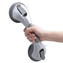 LEVERLOC Shower Grab Bar, 12 Inch Suction Grab Bars for Bathtubs and Showers for Elderly, Shower Handle for Seniors Bathroom Safety Grip for Elderly, No Drilling Removable,Silver